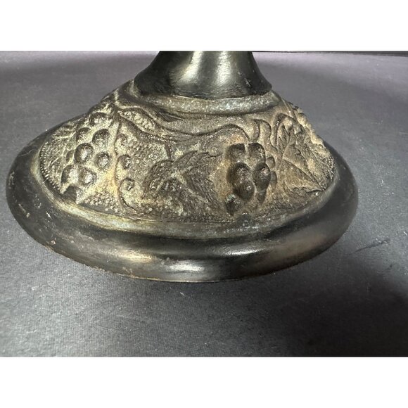 Vintage Brass Table Centerpiece Bowl Pedestal Embossed Fruit with Handles 16" L - Picture 14 of 14